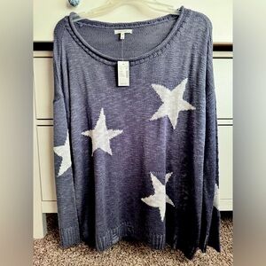 Maurice's women's XL blue with white stars sweater